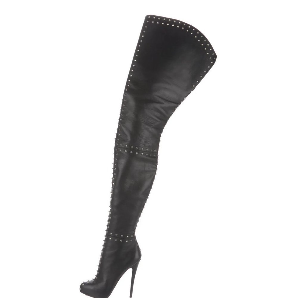 Christian Louboutin Leather Studded Accents Boots